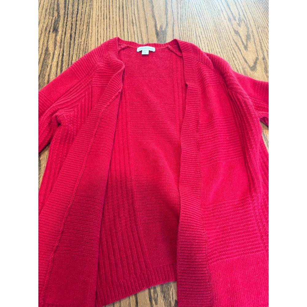 Coldwater Creek Red Lambswool Angora Blend Open Front Cardigan Sweater Large 14 - Picture 4 of 7